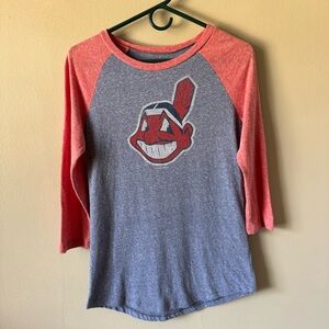 Cleveland Indians small 3/4 length ringer tee soft vintage cotton